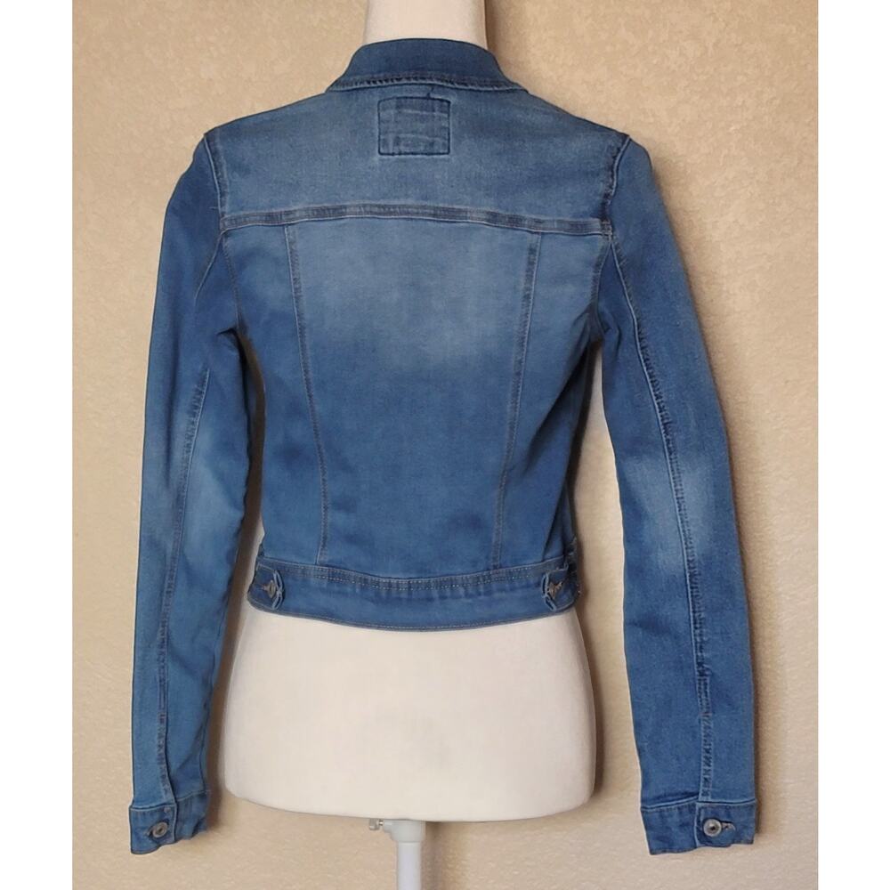 Wax Jean Y2K Denim Jean Jacket Junior Size Small Cropped Trucker Jacket EUC - Picture 3 of 12